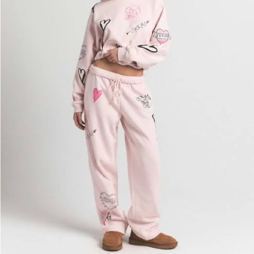 Skims Valentines Fleece Straight Sweatpants